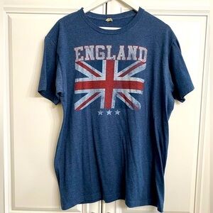 Mens Size Large Navy Short Sleeve England Graphic T-Shirt with Union Jack